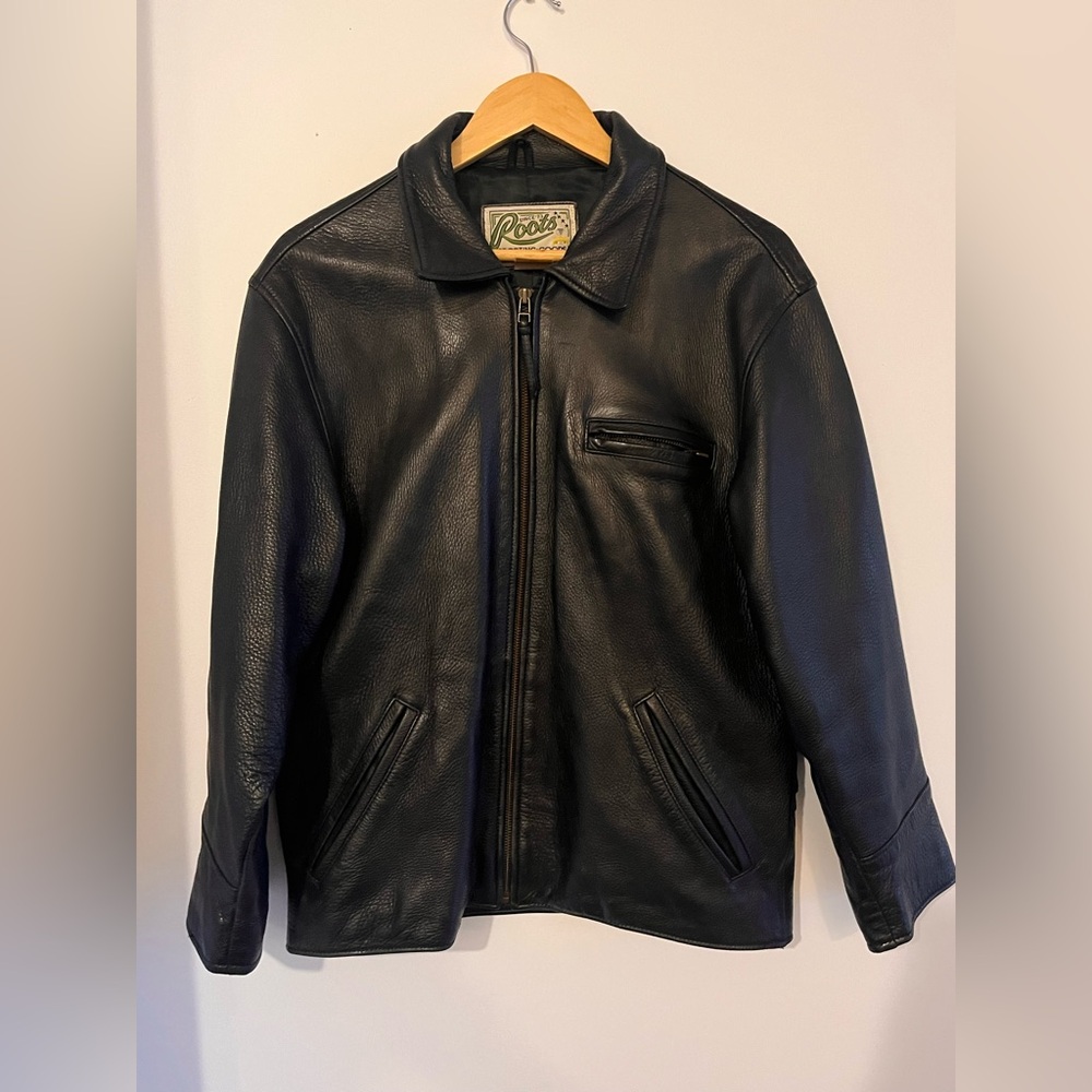 Vintage ROOTS Sporting Goods 100% Leather Jacket - Small Unisex - Picture 2 of 12